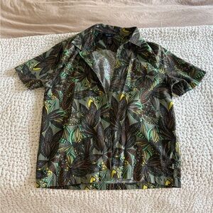 Men's Green Floral Short Sleeve